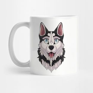 Shocked Surprised Expression Black Husky Dog Mug